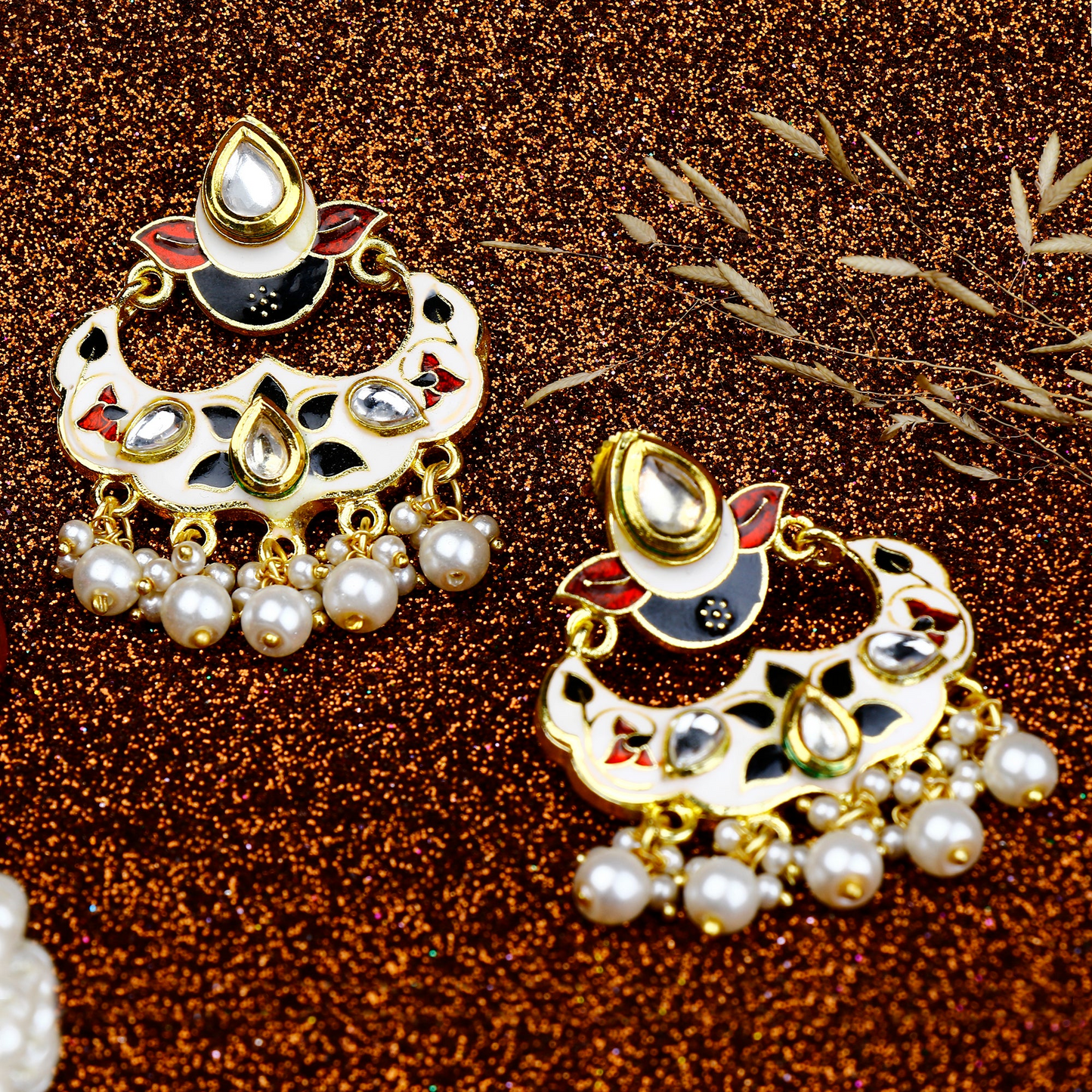 Aanya- Hanging Pearls Dangler Earrings