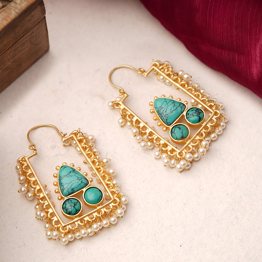 Ira- Pearly Frame Dangler Earrings