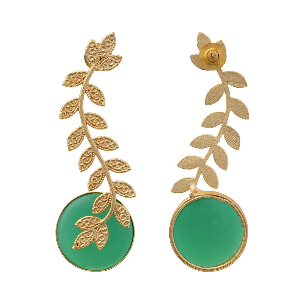 Ashvi- Stone Studded Dangler Earrings(Green)