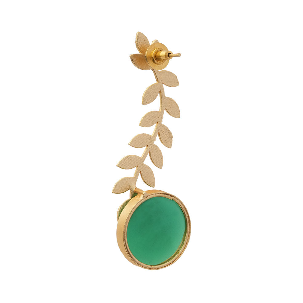 Ashvi- Stone Studded Dangler Earrings(Green)