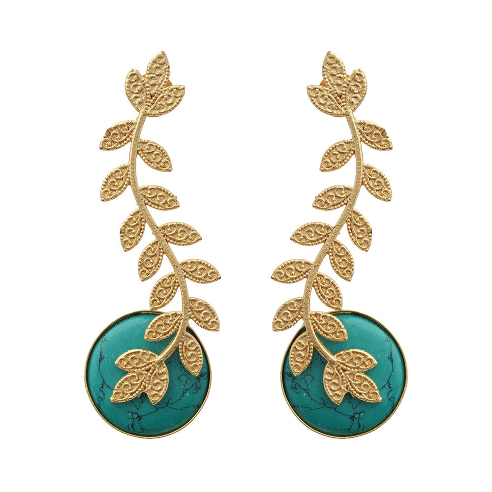 Ashvi- Stone Studded Dangler Earrings(Sky Blue)