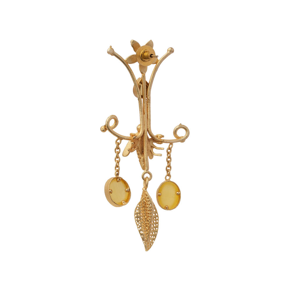 Arya- Stone Studded Dangler Earrings(Yellow)
