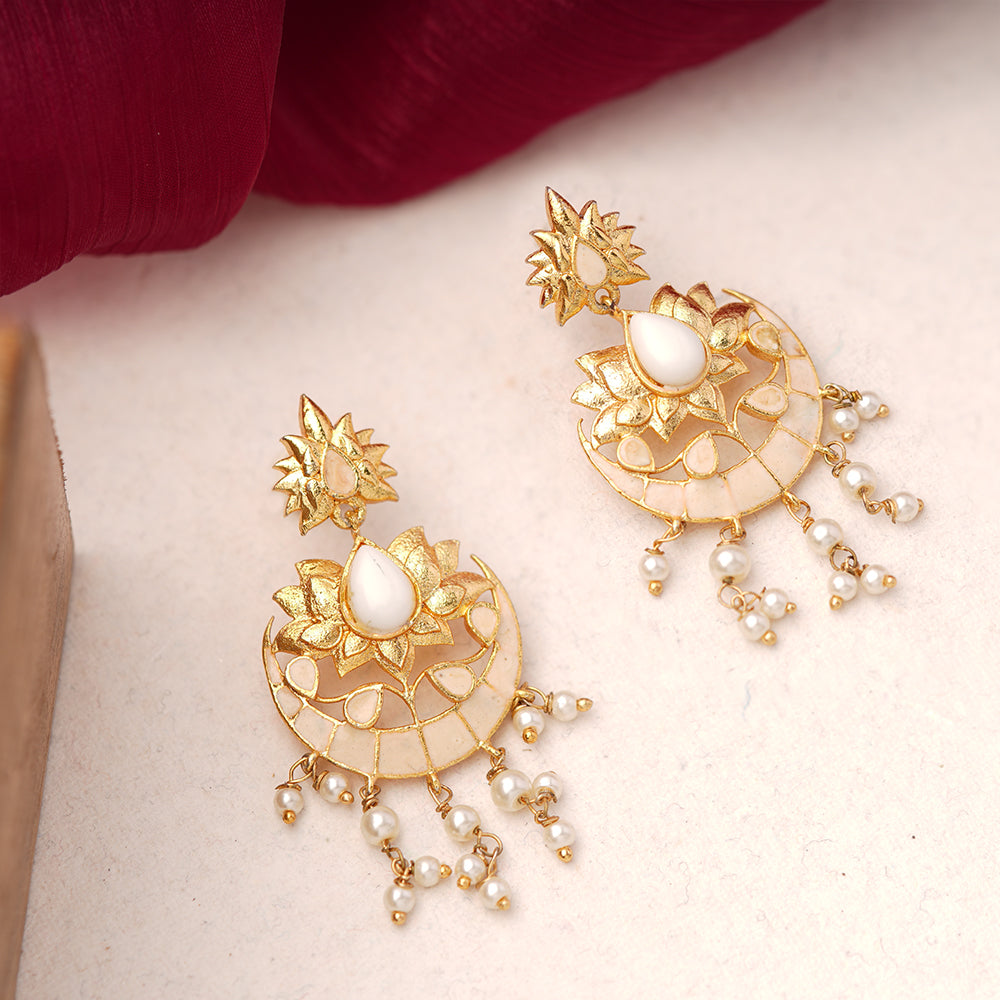Vanya- Meenakari Hanging Baby Pearls Statement Danglers Earrings