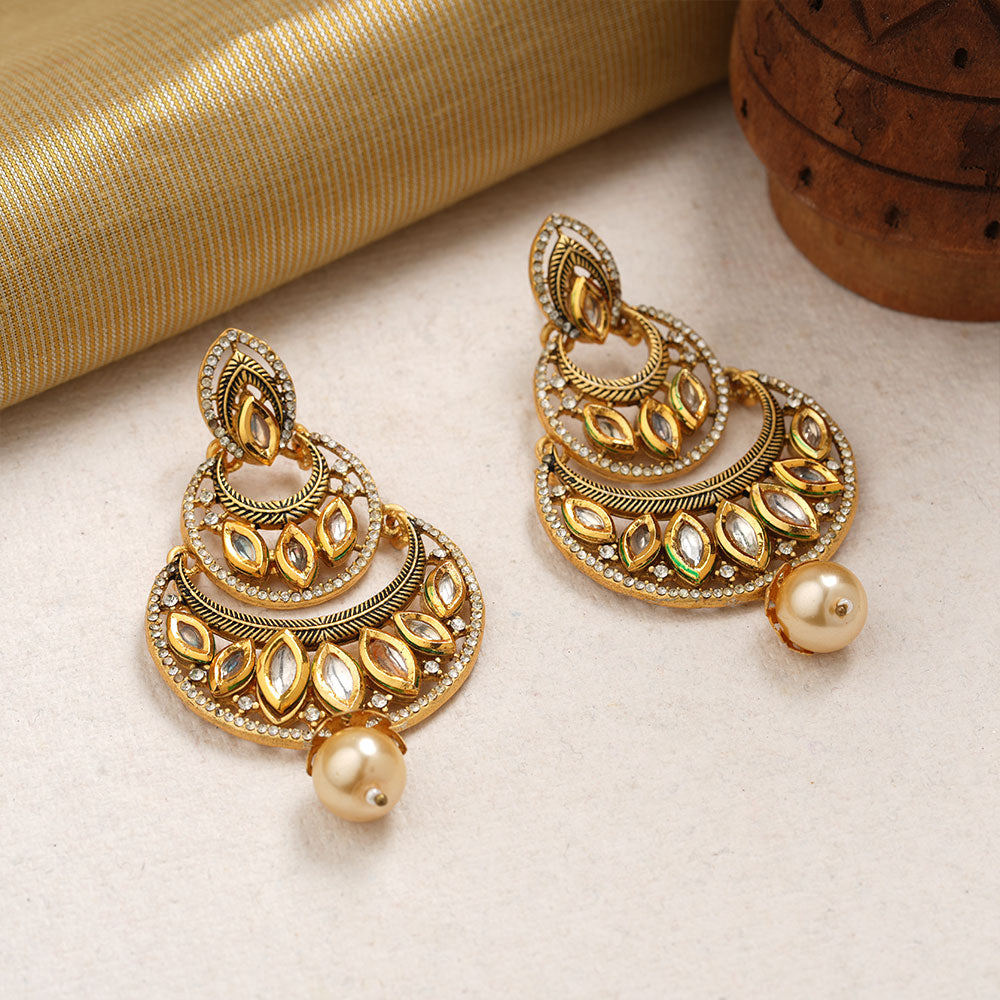 Anvika- Hanging Pearl Dangler Earrings