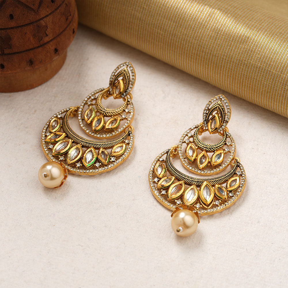 Anvika- Hanging Pearl Dangler Earrings