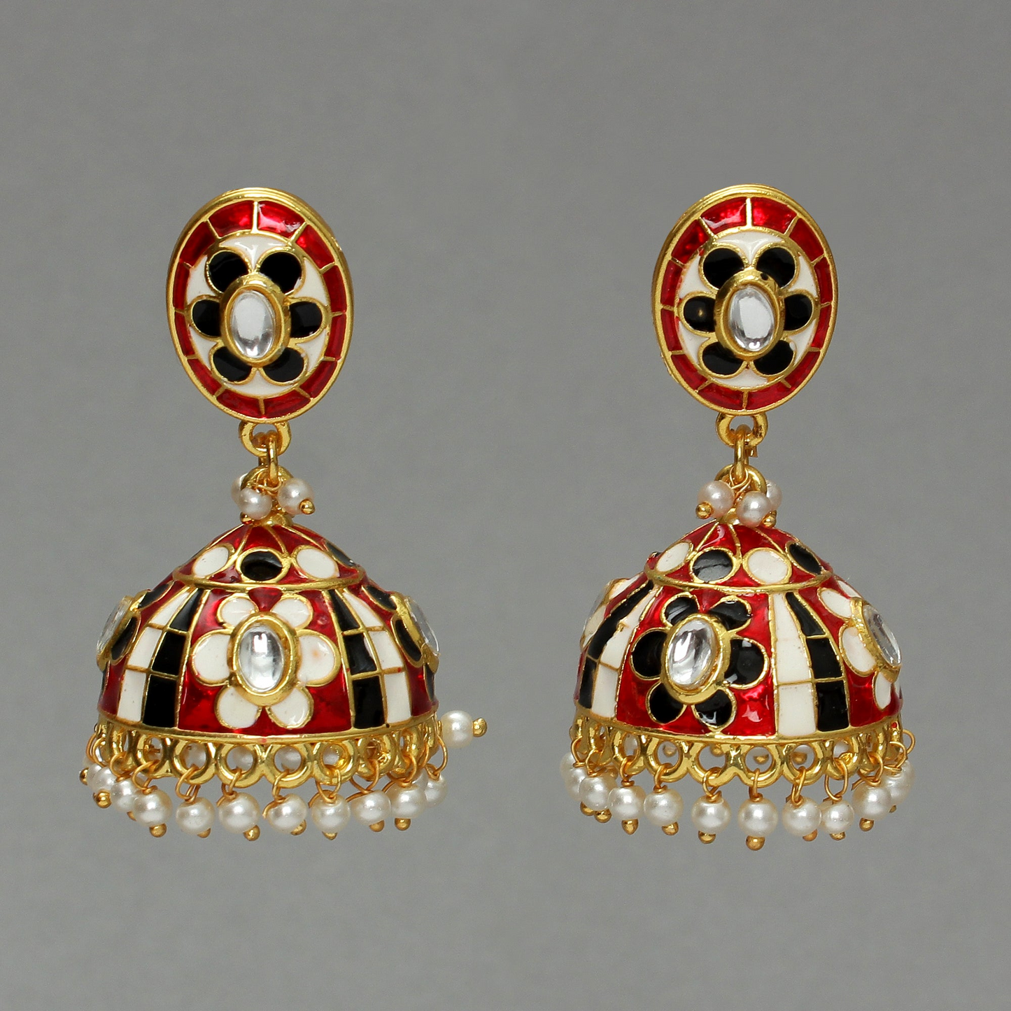 Charvi- Hanging Pearls Jhumka Earrings
