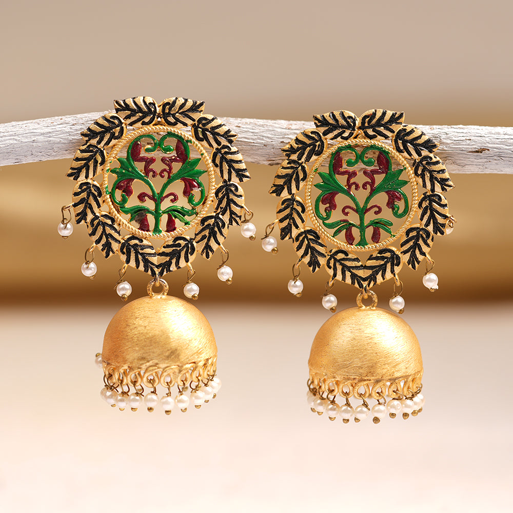 Lekha- Hanging Pearl Jhumka Earrings