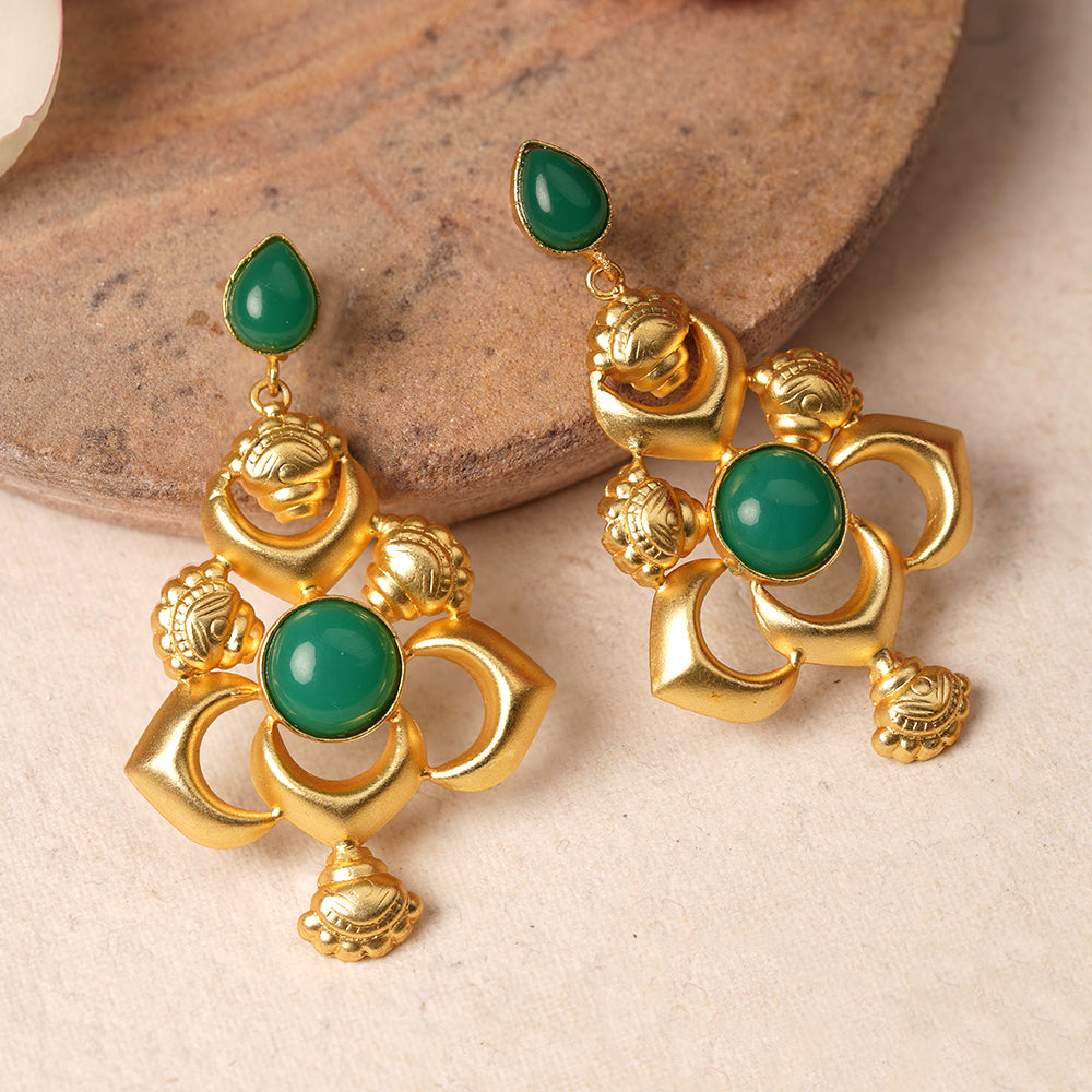 Reeva- Stone Studded Dangler Earrings