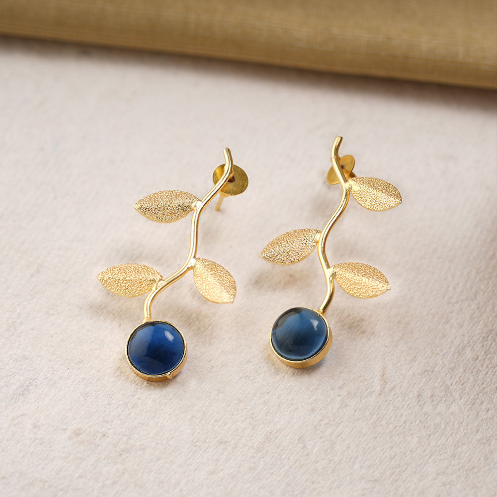 Ananta- Stone Studded Dangler Earrings(Blue)