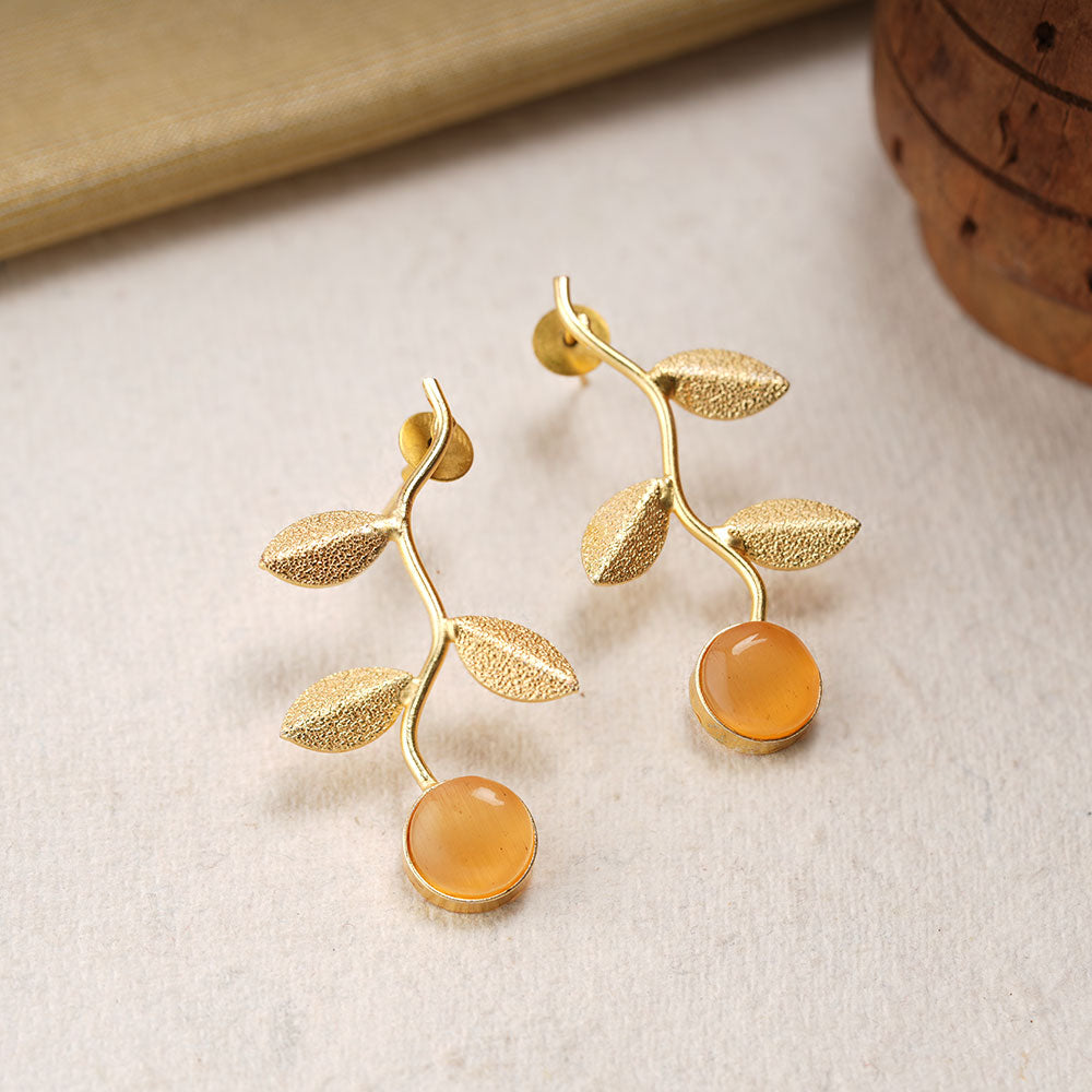 Ananta- Stone Studded Dangler Earrings(Yellow)