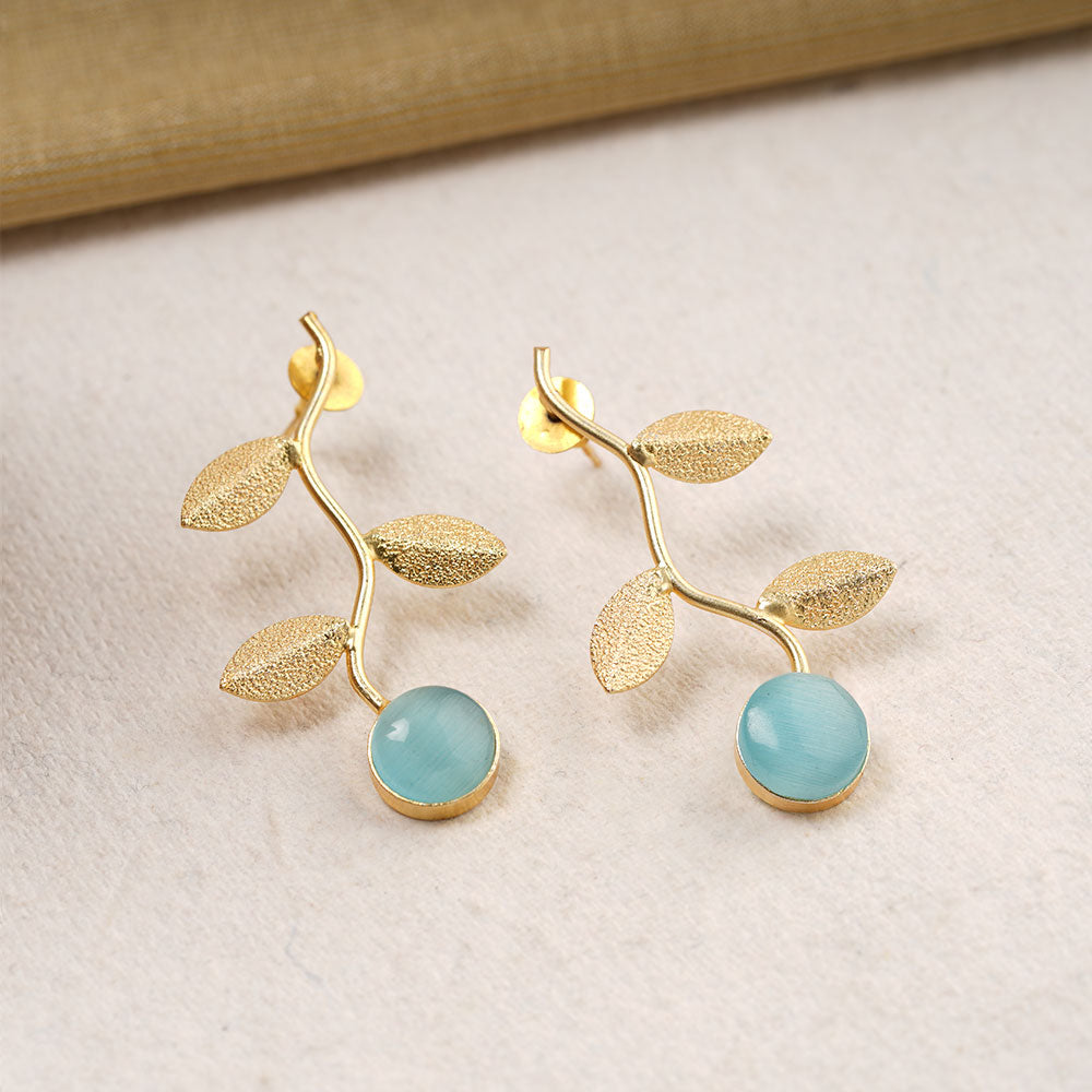 Ananta- Stone Studded Dangler Earrings(Sky Blue)