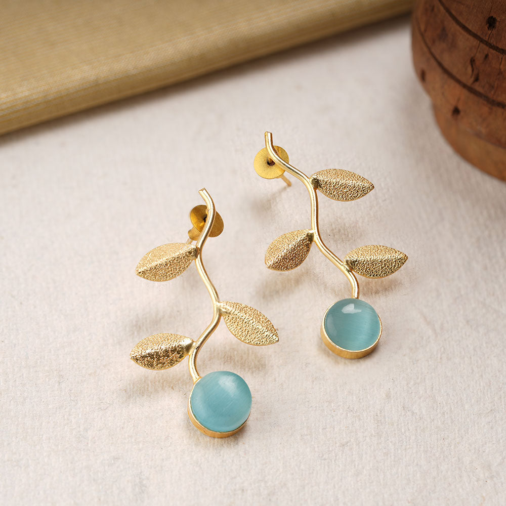Ananta- Stone Studded Dangler Earrings(Sky Blue)