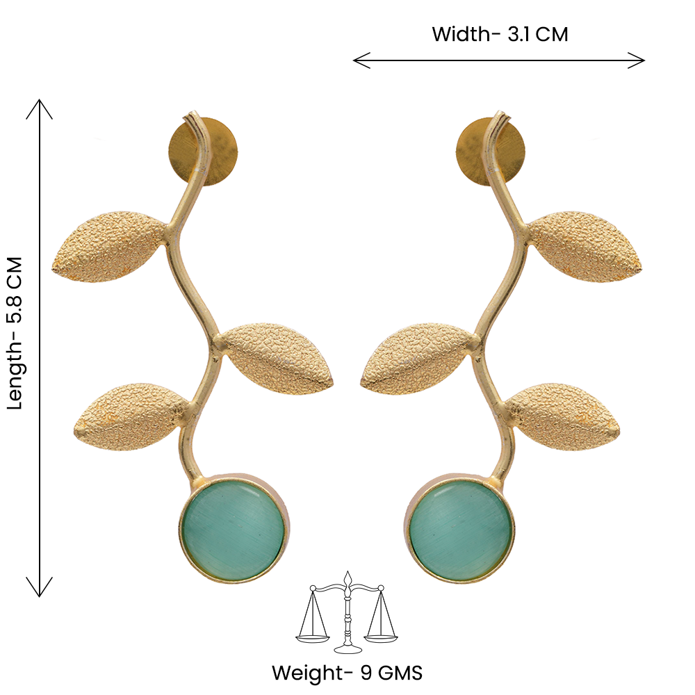 Ananta- Stone Studded Dangler Earrings(Mint)