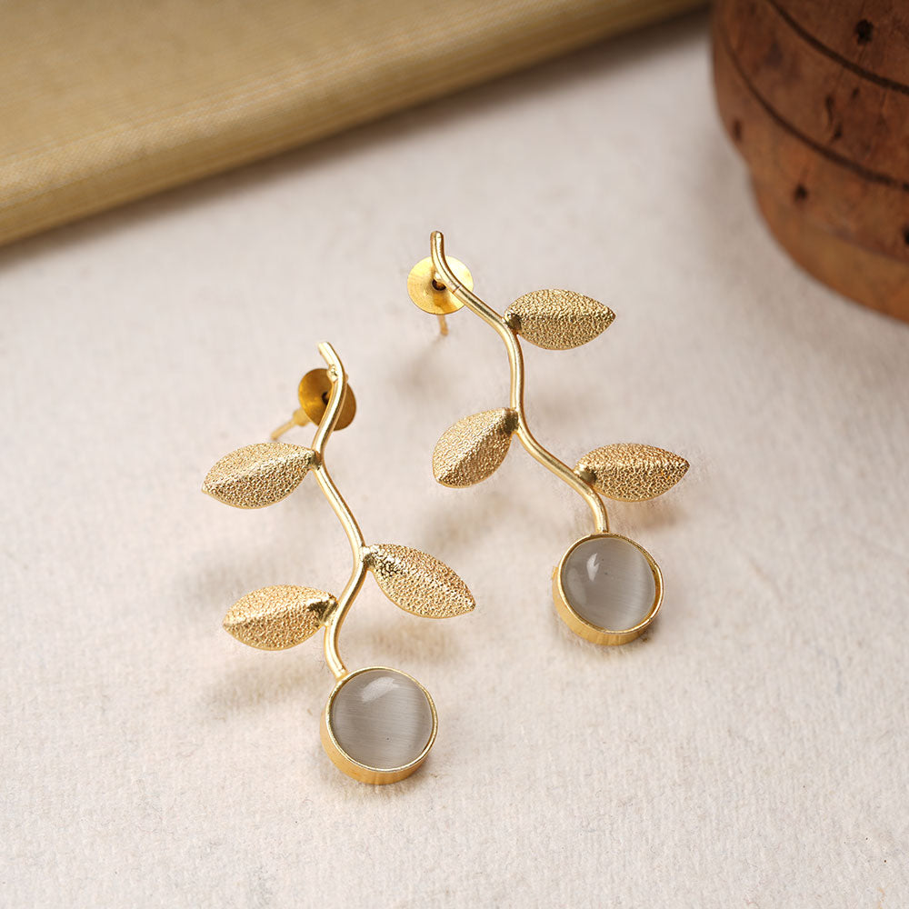 Ananta- Stone Studded Dangler Earrings(Gray)