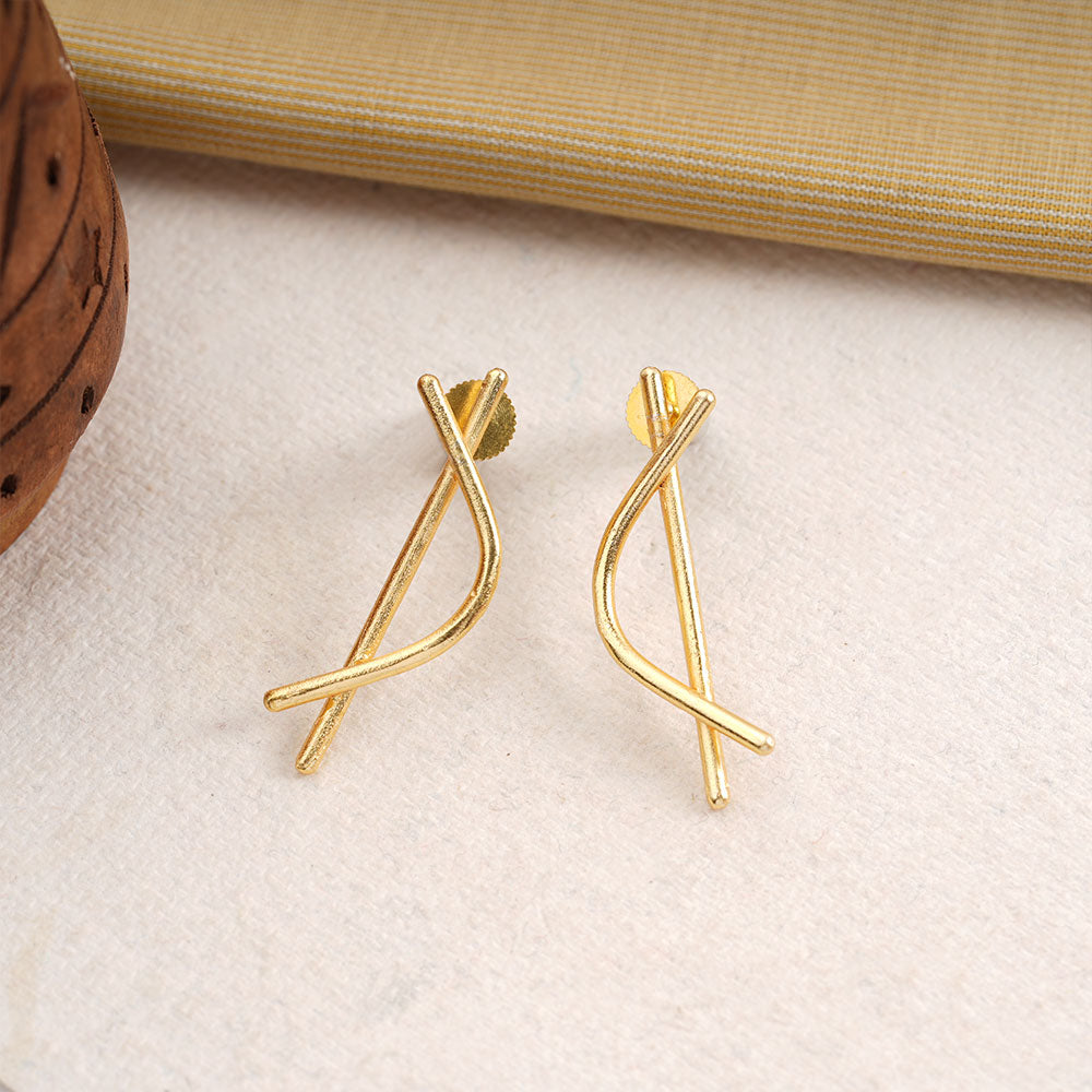 Arpita- Abstract Shape Golden Dangler Earrings
