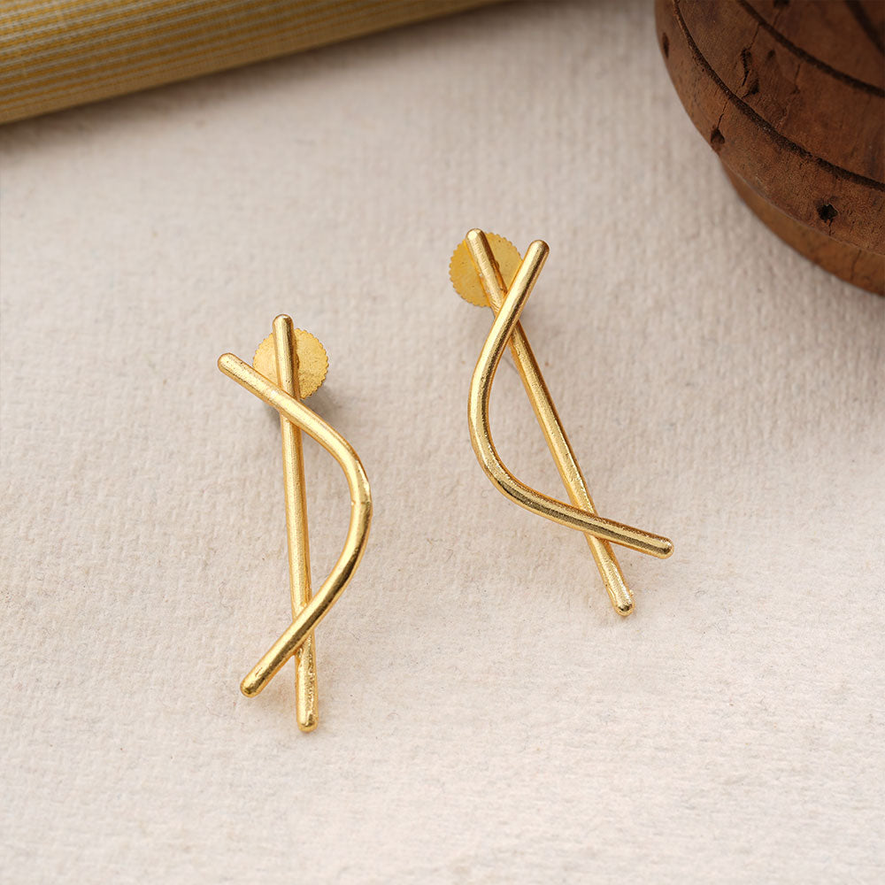 Arpita- Abstract Shape Golden Dangler Earrings