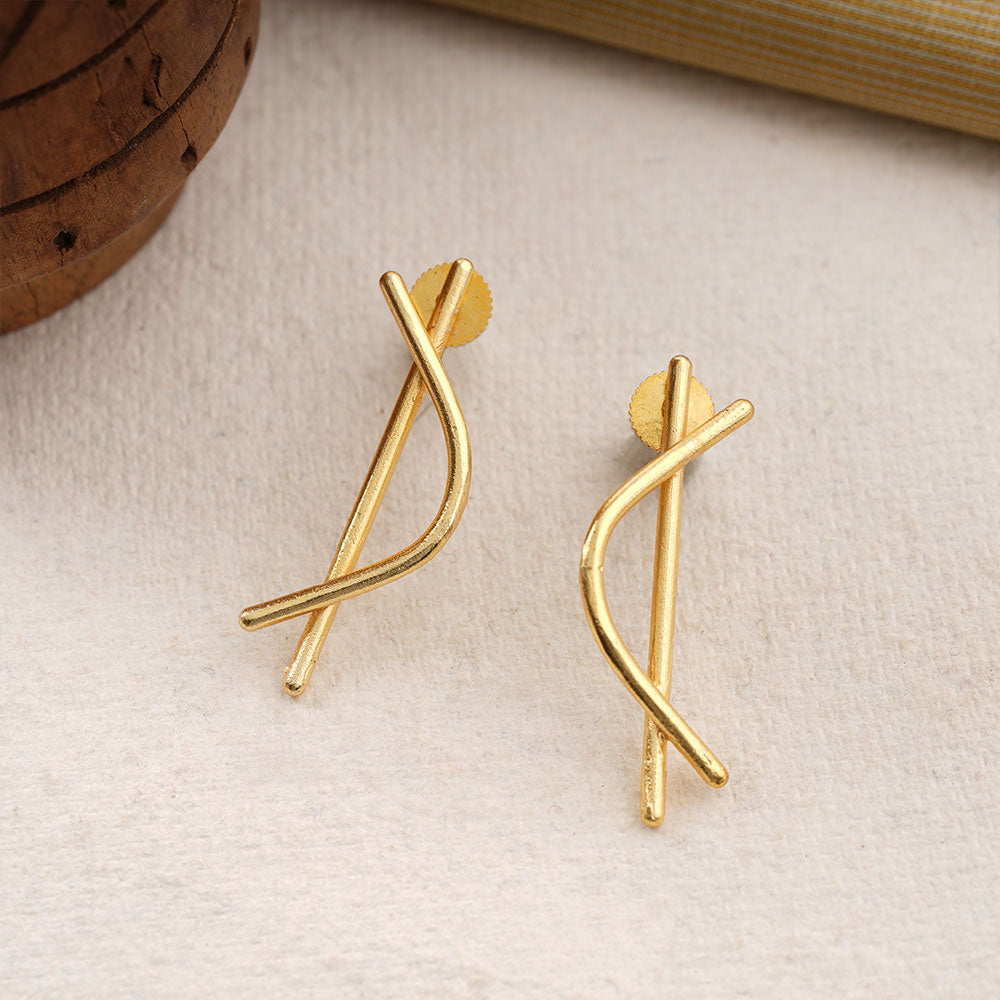 Arpita- Abstract Shape Golden Dangler Earrings