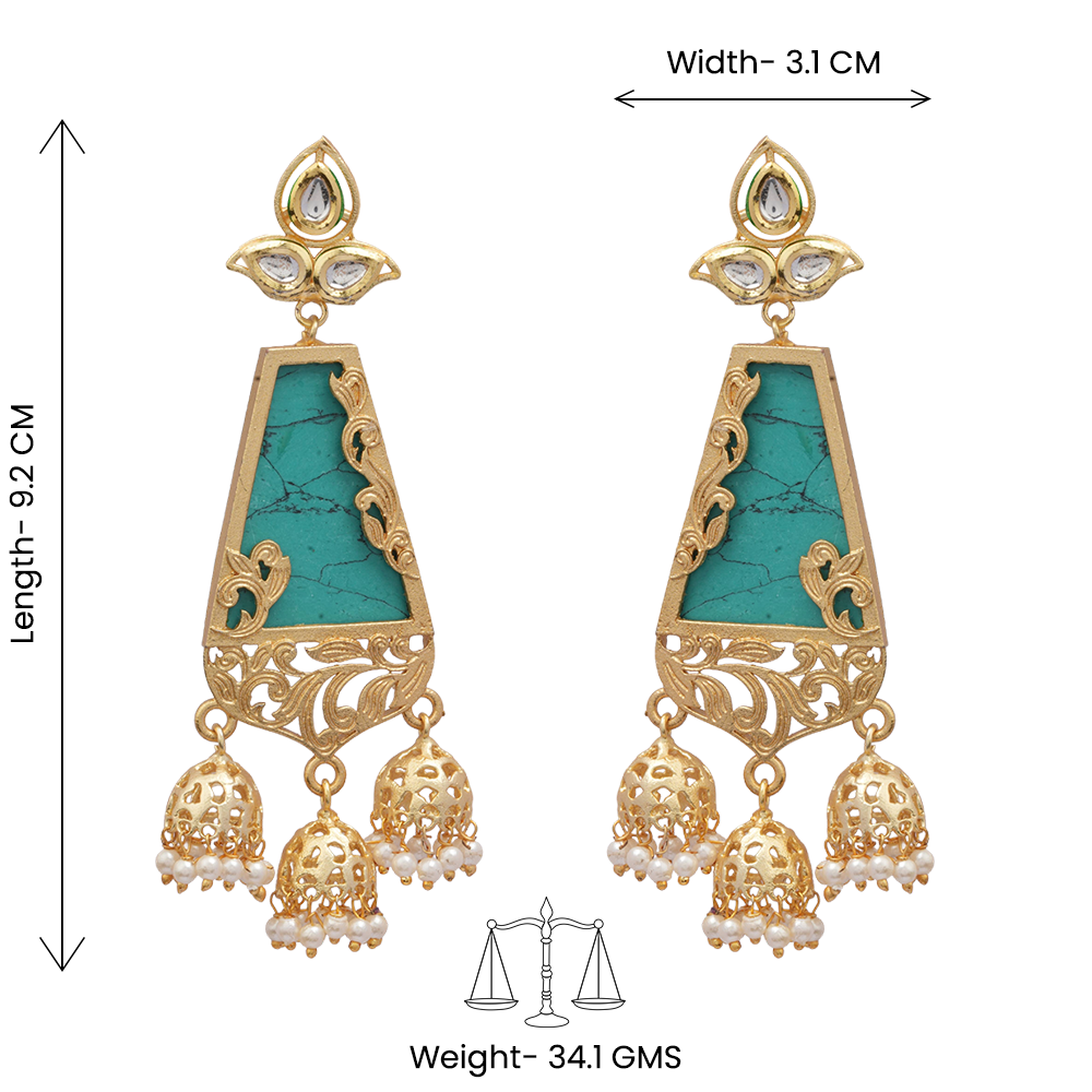 Supriya- Stone Studded Hanging Pearl Dangler Earrings