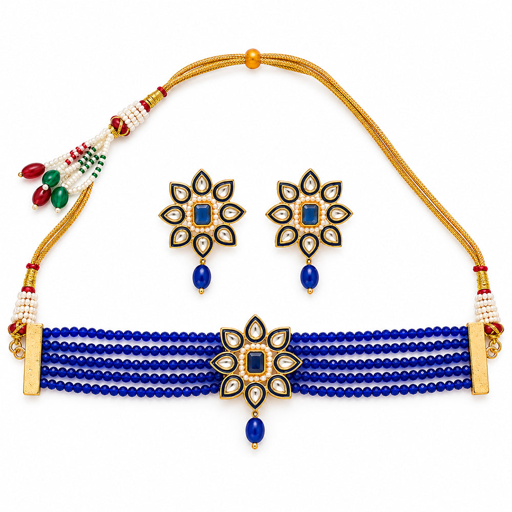 Meenakari Necklace Set (Blue)