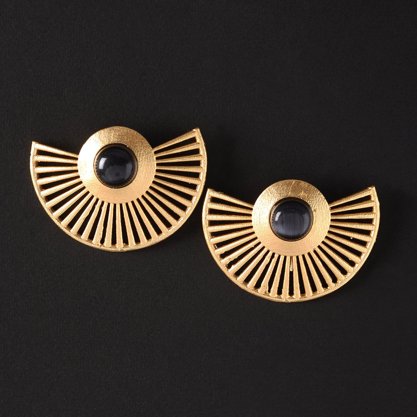 Namya- Stone Studded Golden Stud Earrings(Green)