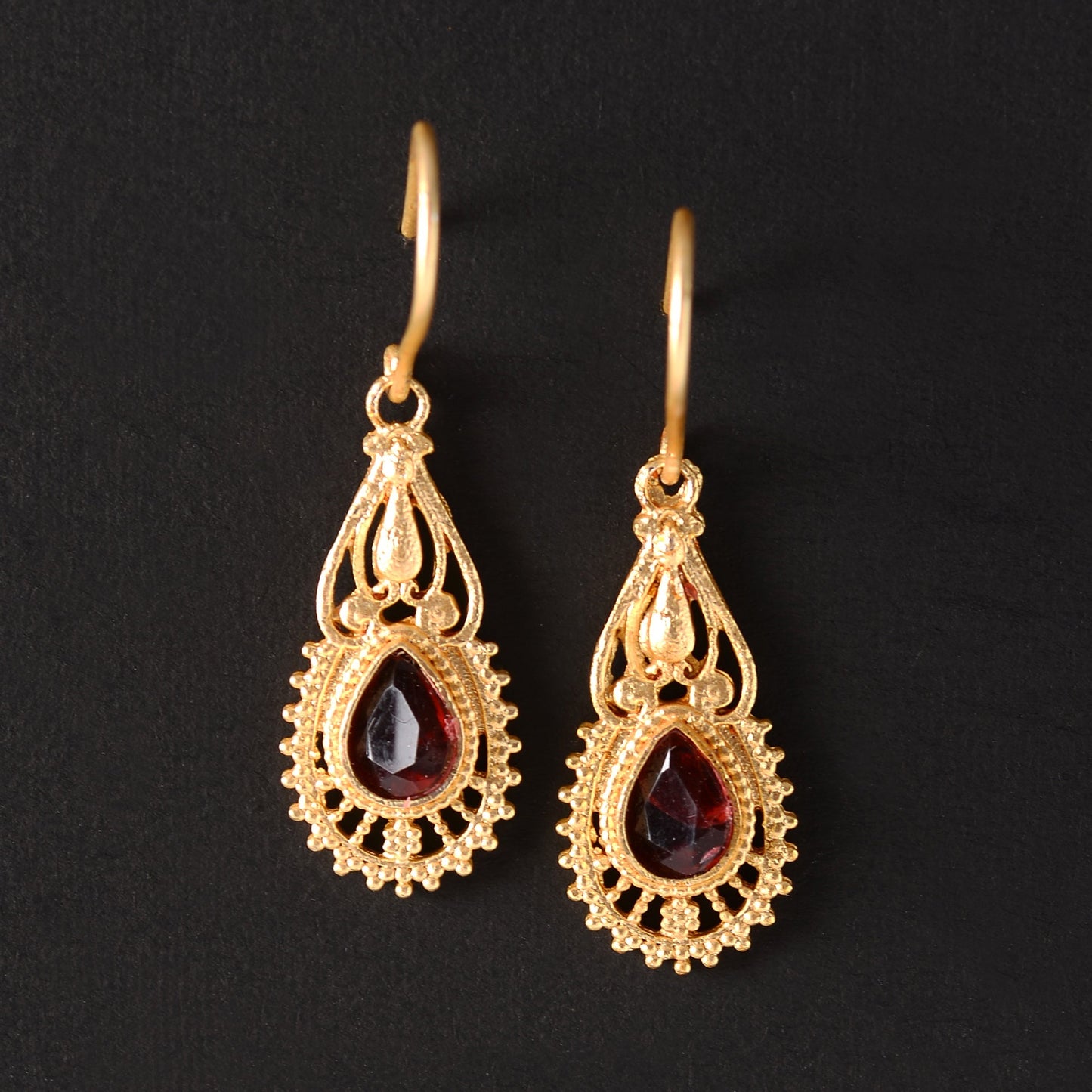 Ruhi- Stone Studded Dangler Earrings(Red)