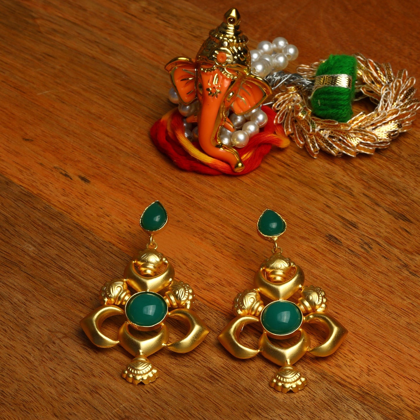 Reeva- Stone Studded Dangler Earrings