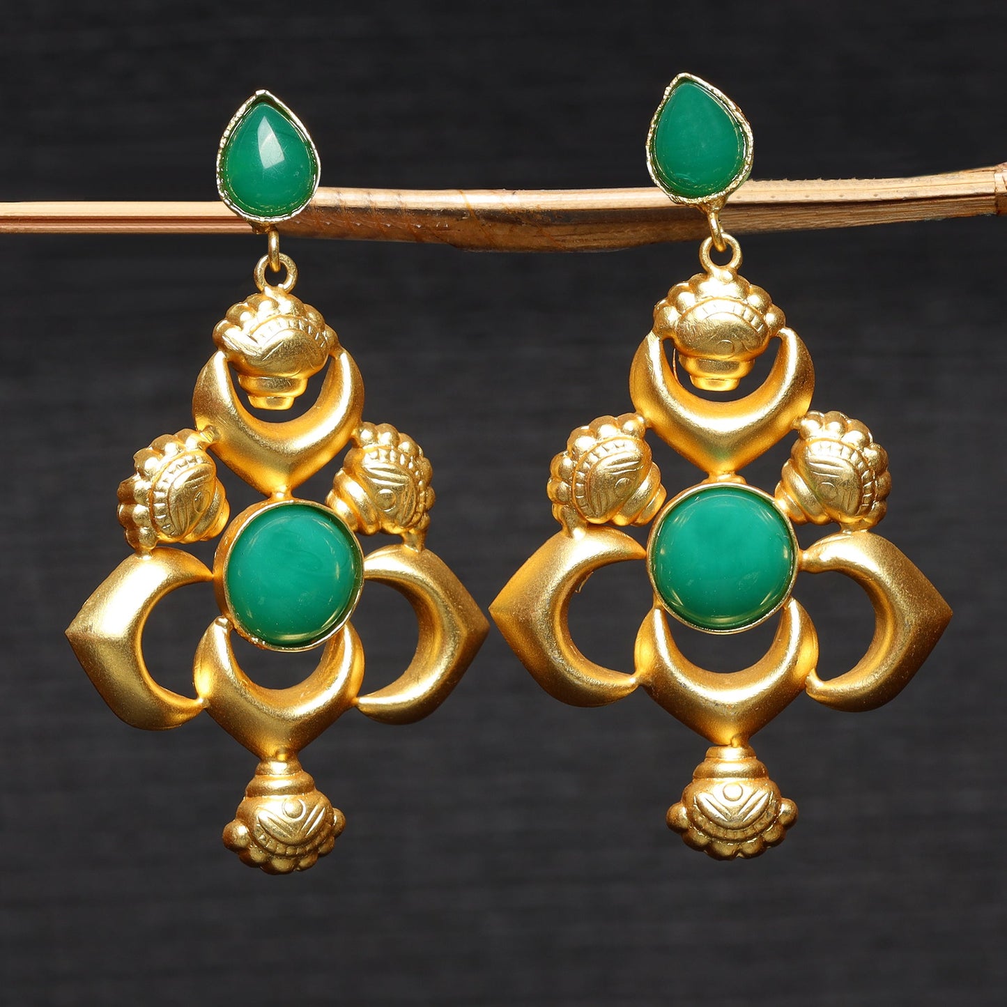 Reeva- Stone Studded Dangler Earrings