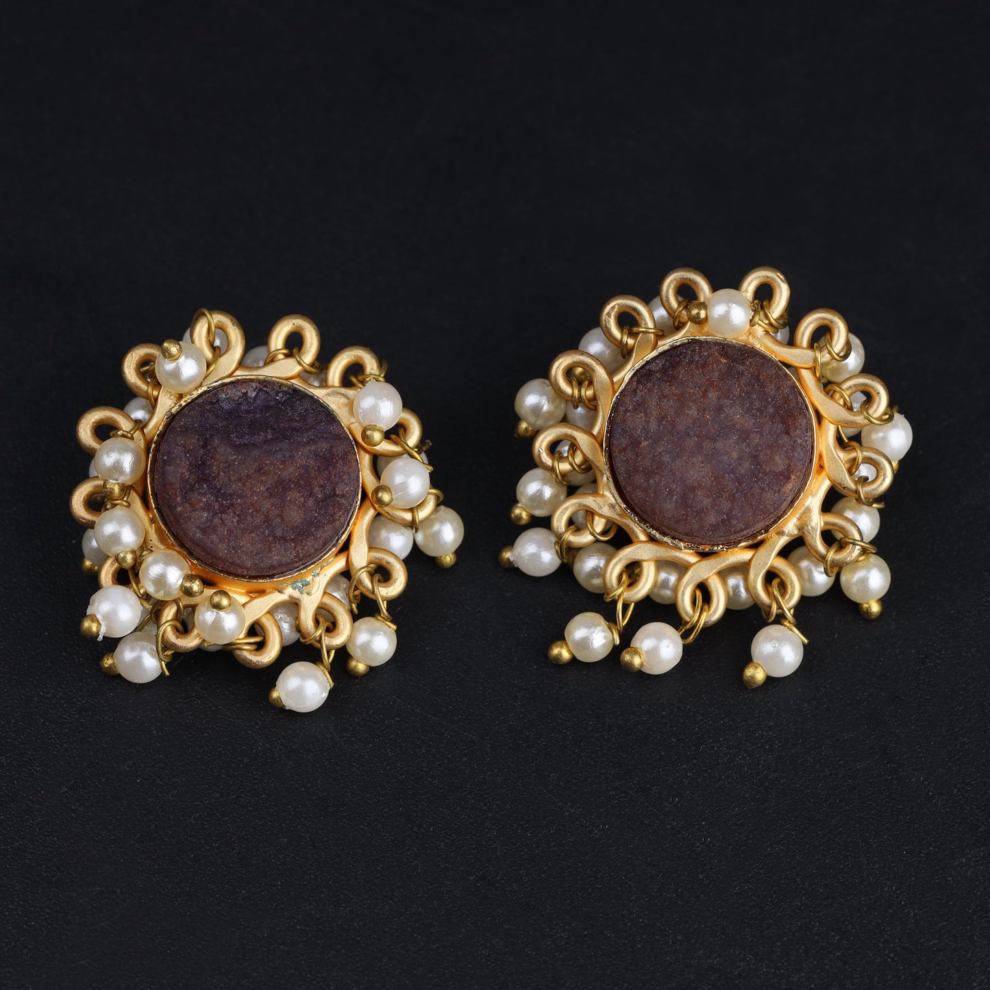 Nyra- Stone Studded Hanging Pearls Dangler Earrings
