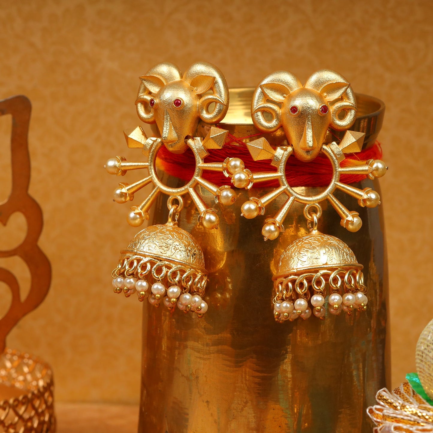Naisha- Hanging Pearl Jhumki Earrings