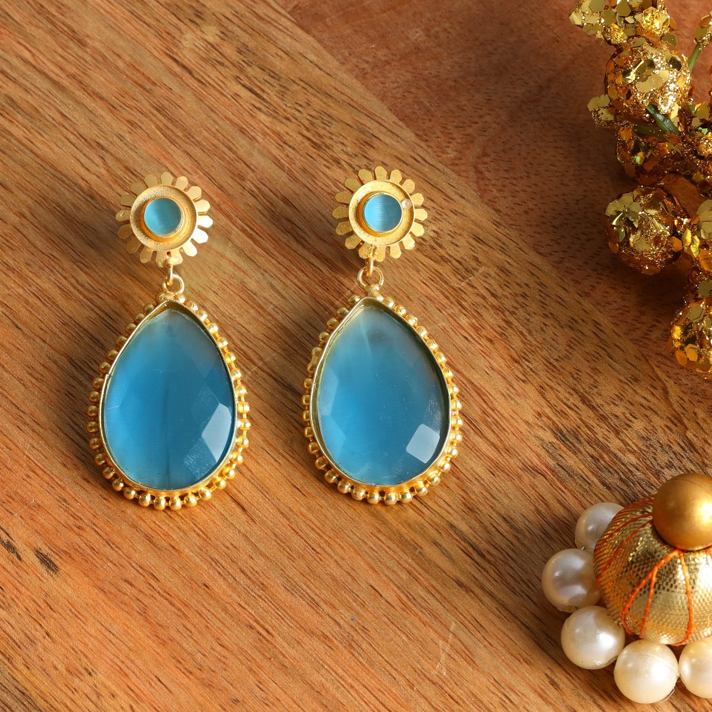 Nisha- Stone Studded Dangler Earrings