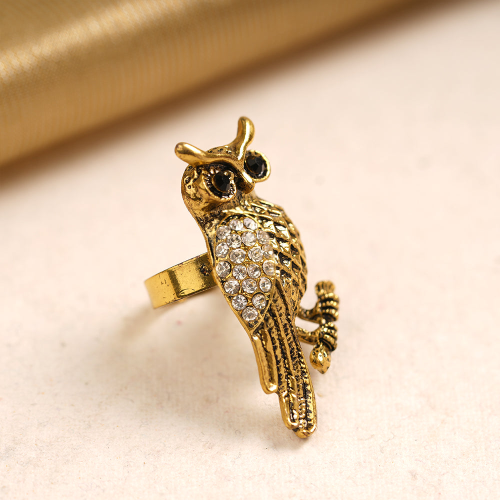 Damini- Stone Studded Golden Adjustable Ring