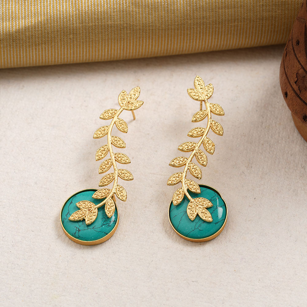 Ashvi- Stone Studded Dangler Earrings(Sky Blue)