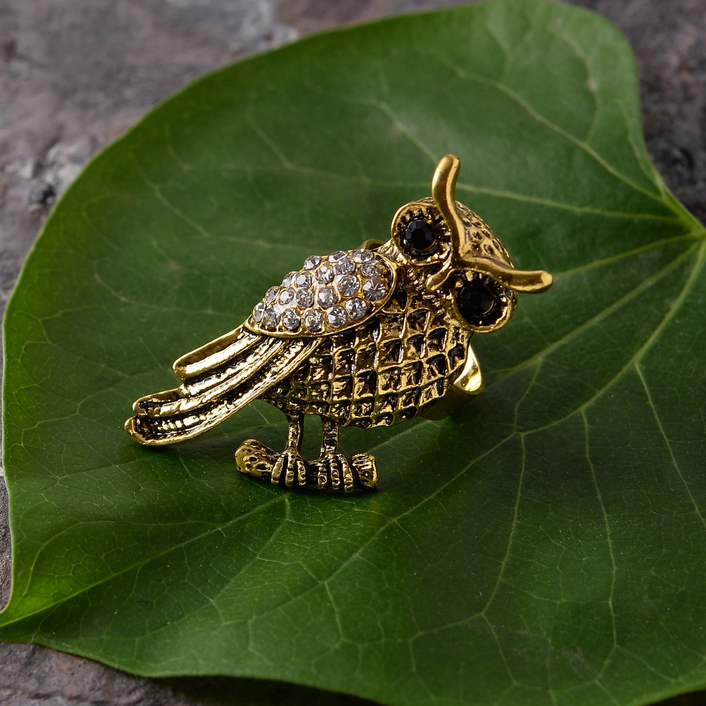 Damini- Stone Studded Golden Adjustable Ring