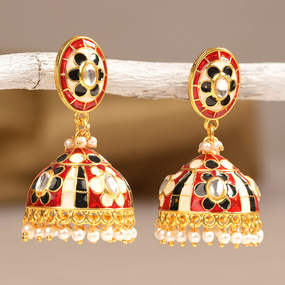 Charvi- Hanging Pearls Jhumka Earrings