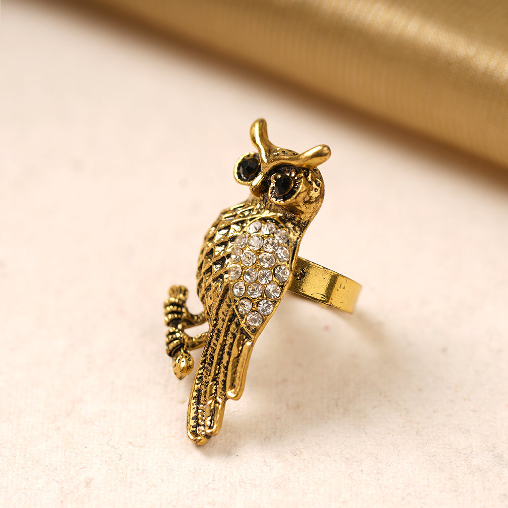 Damini- Stone Studded Golden Adjustable Ring