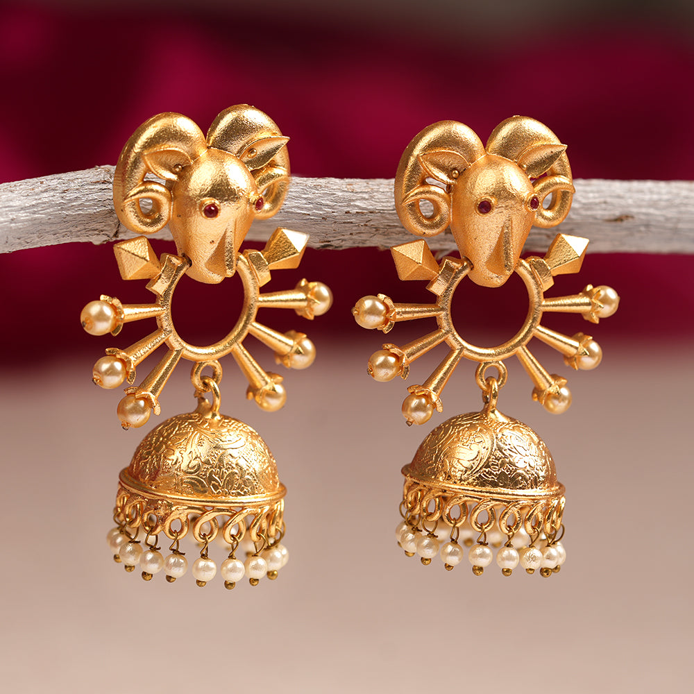 Naisha- Hanging Pearl Jhumki Earrings