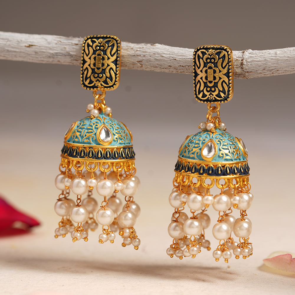 Siya- Hanging Pearls Jhumka Earrings