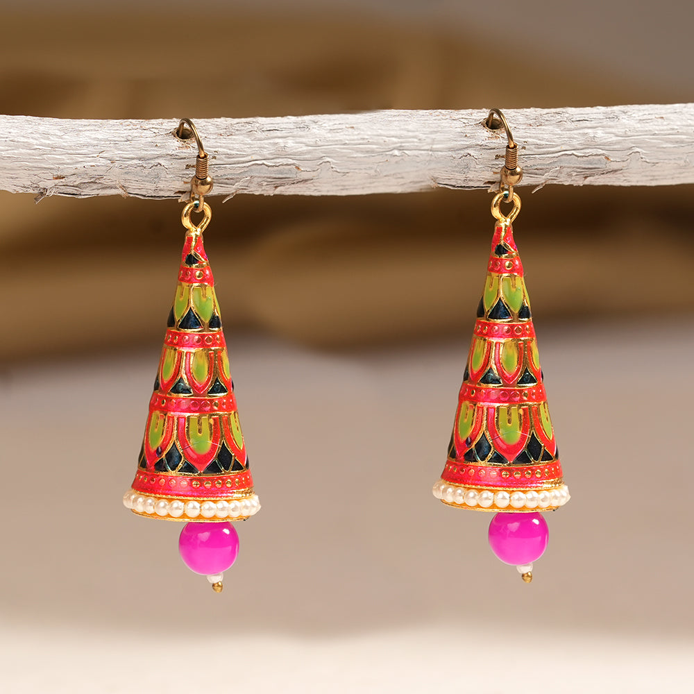Eva- Stone Studded Hanging Pearl Dangler Earrings