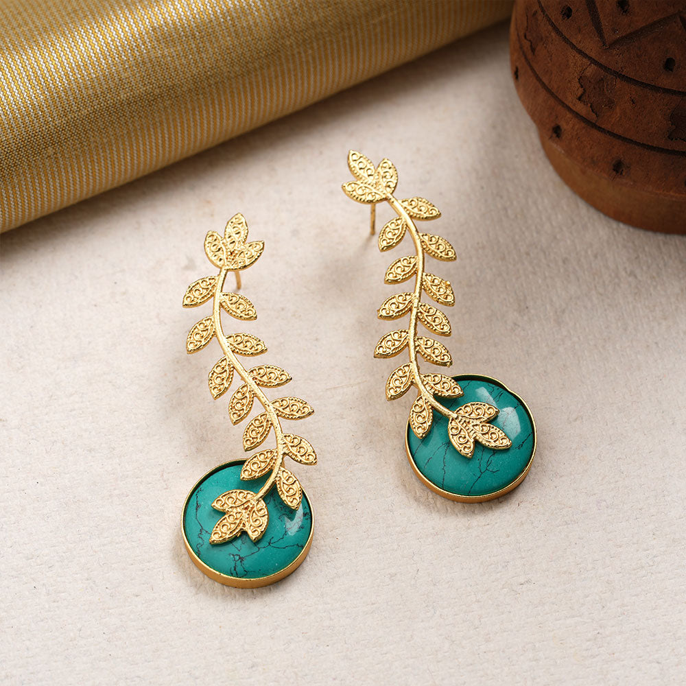 Ashvi- Stone Studded Dangler Earrings(Sky Blue)