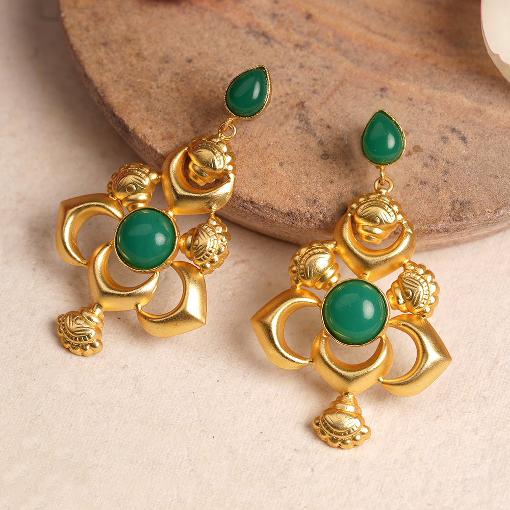 Reeva- Stone Studded Dangler Earrings