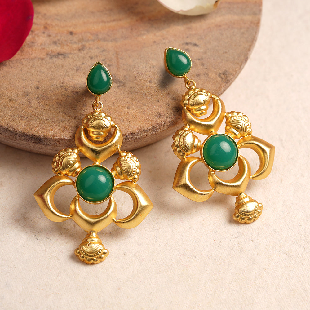 Reeva- Stone Studded Dangler Earrings