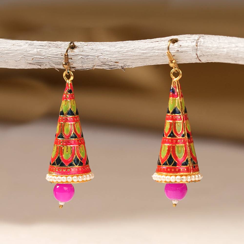 Eva- Stone Studded Hanging Pearl Dangler Earrings