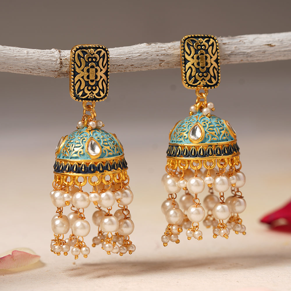 Siya- Hanging Pearls Jhumka Earrings