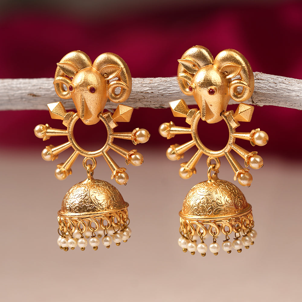 Naisha- Hanging Pearl Jhumki Earrings