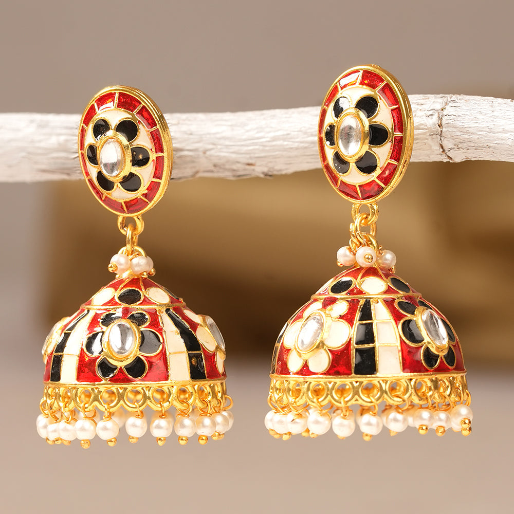 Charvi- Hanging Pearls Jhumka Earrings