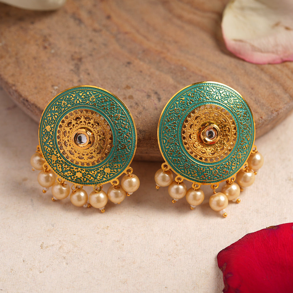 Smira- Hanging Pearls Stud Earrings