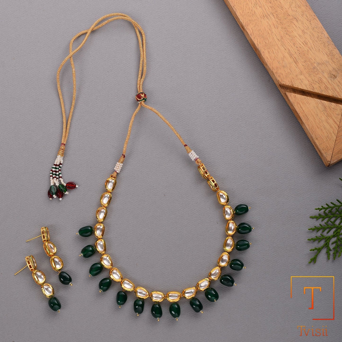 Madhavi- Kundan Studded Hanging Pearl Neckpiece Set