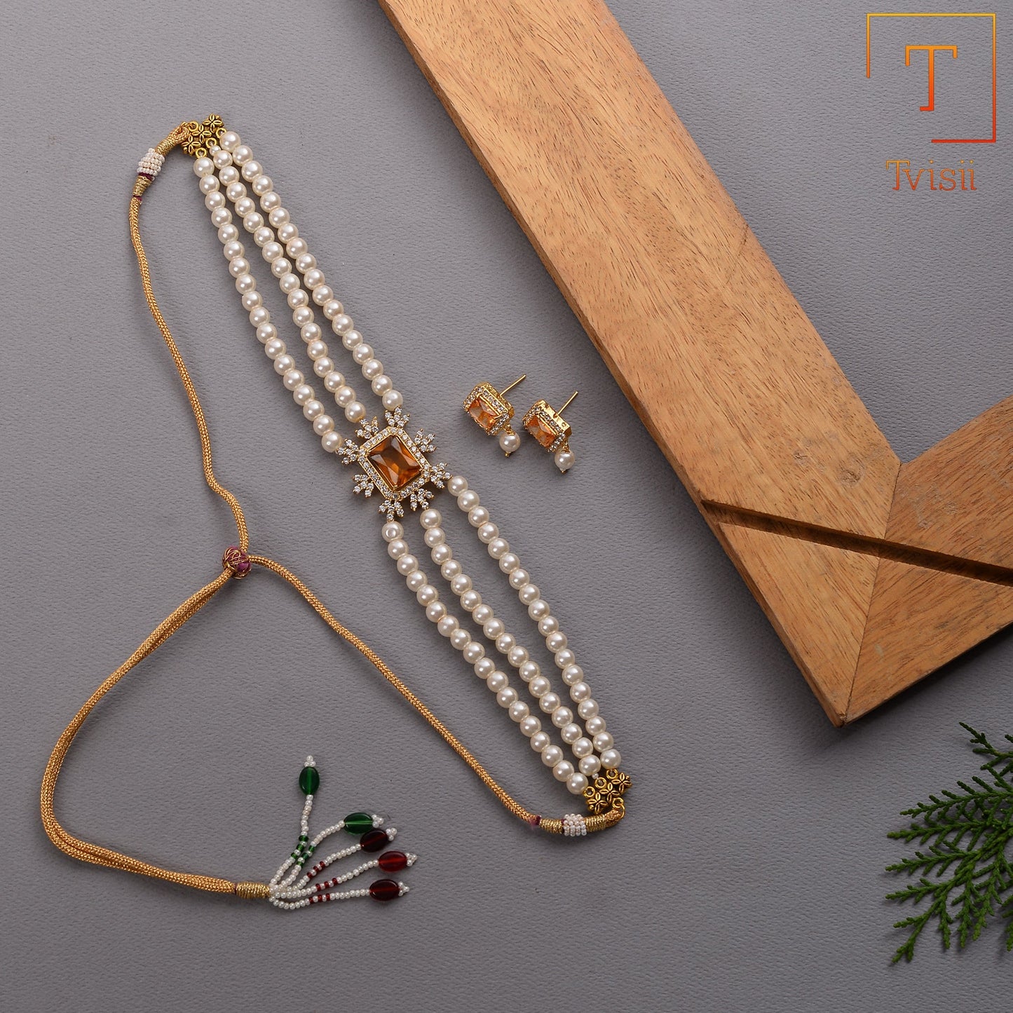 Hema- Stone Studded Beaded Neckpiece Set