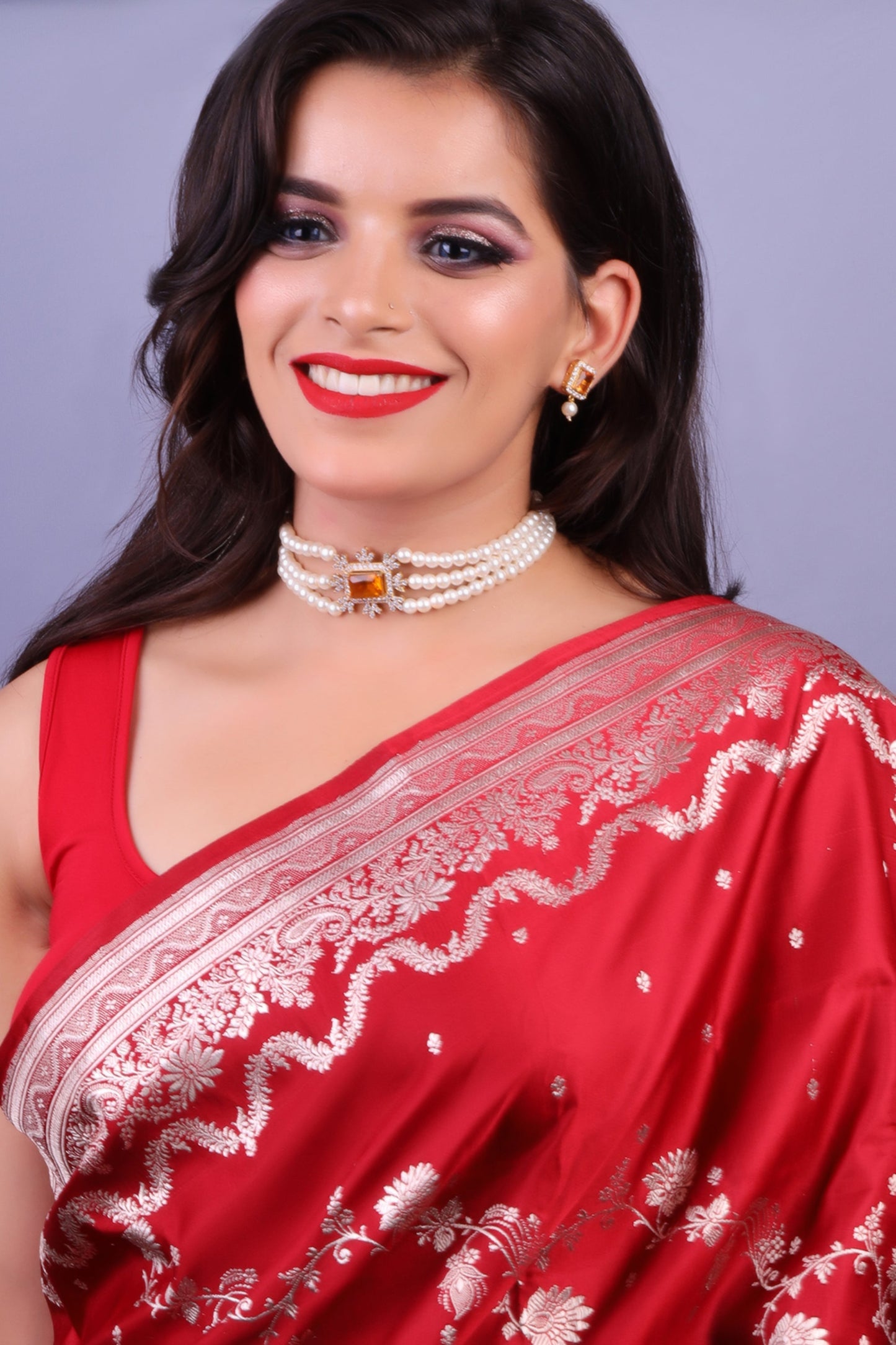 Hema- Stone Studded Beaded Neckpiece Set