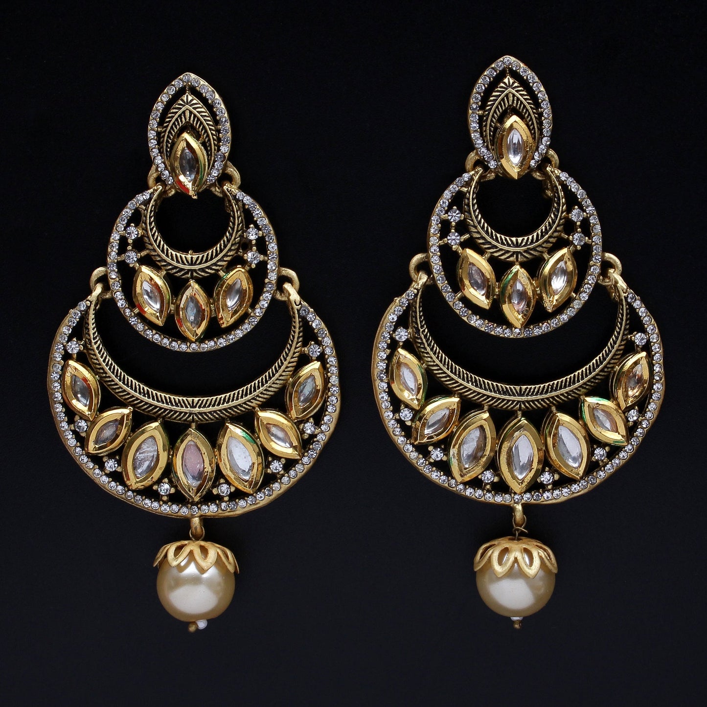 Anvika- Hanging Pearl Dangler Earrings